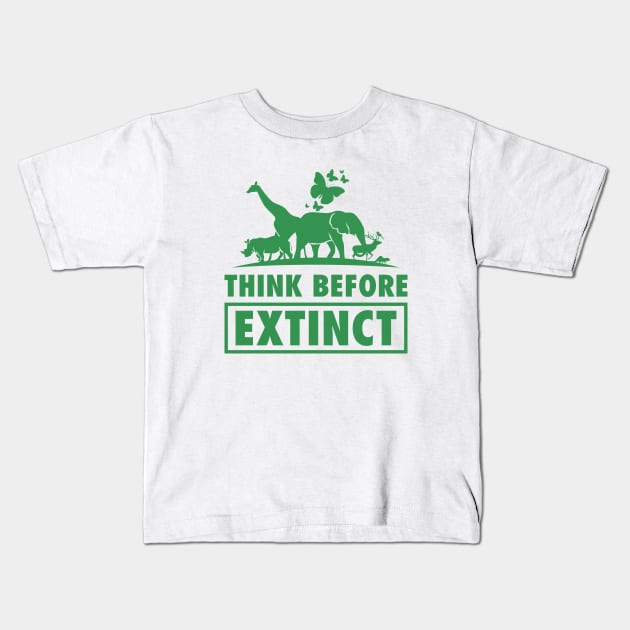 Think before extinct | world wildlife gift Kids T-Shirt by 7D Tshirts